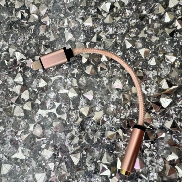 iPhone cord with audio jack adapter rose gold pink cable mini braided cords - Picture 4 of 4